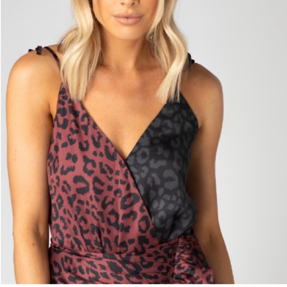 Black and red cheetah buddy love bodysuit